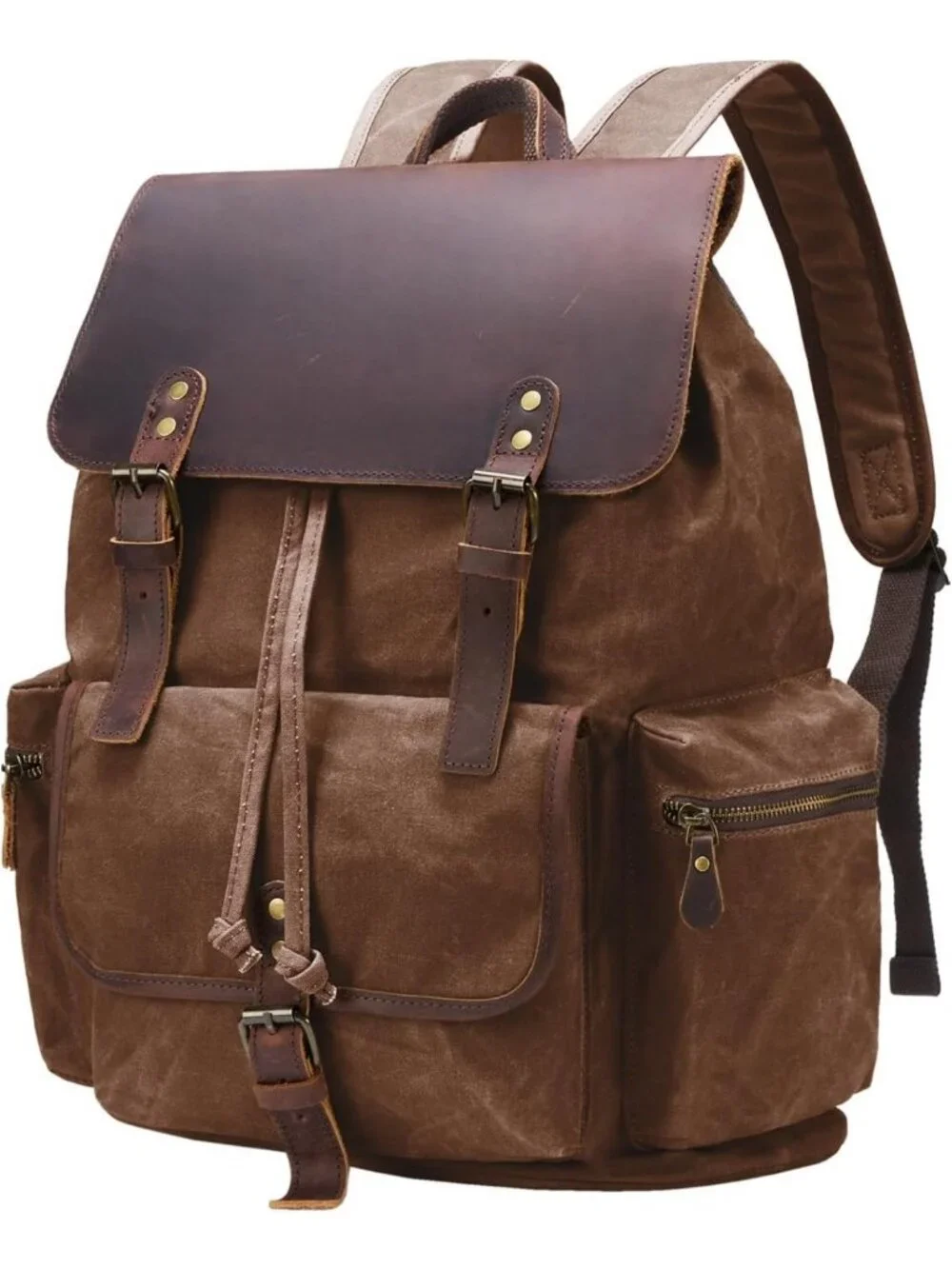Vintage Waxed Canvas Backpack - Stylish, Durable, Casual Travel Bag